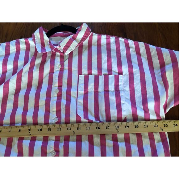 "A New Day" Pink/White Candy Striped Shirt/Dress SZ M - Picture 8 of 12